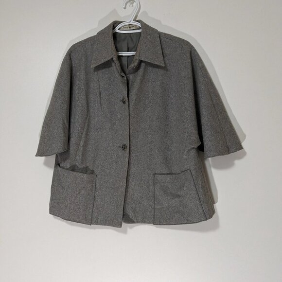 *3/$10* Harve Benard Wool Cape Blazer Grey VINTAGE One Size - Picture 1 of 3